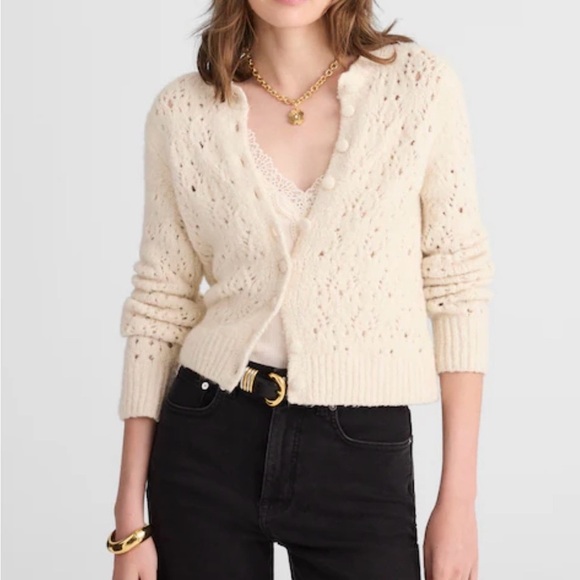 Madewell Sweaters - Madewell Pointelle-Stitch Cardigan in Cotton Blend Size S